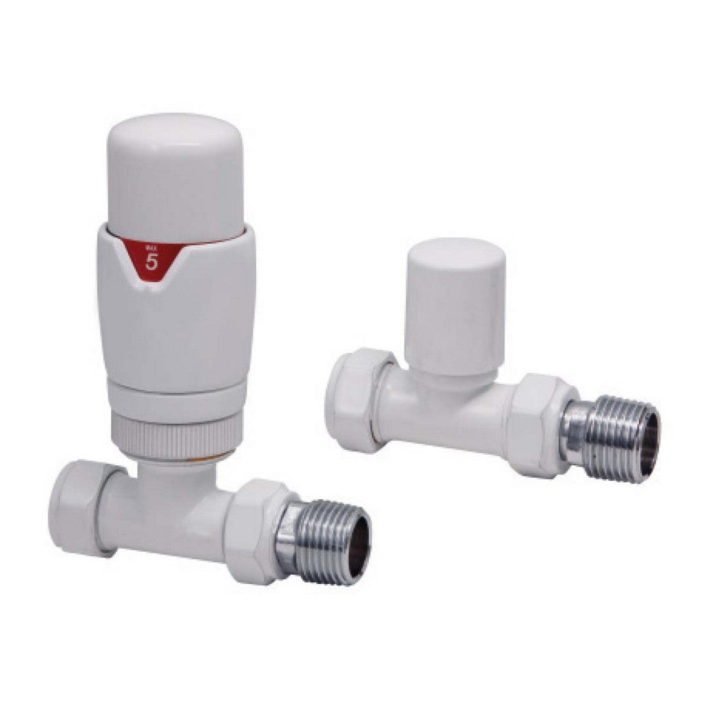Scudo Designer White TRV Straight Radiator Valves