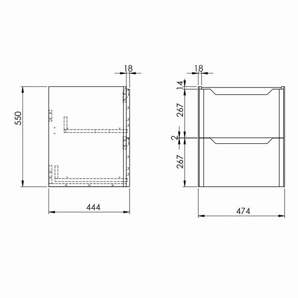 Scudo Ella 500mm Twilight Blue Wall Mounted Vanity Unit with Basin Dimensions
