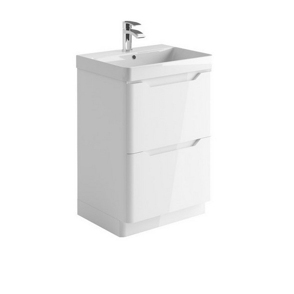 Scudo Ella 600mm Gloss White Floorstanding Vanity Unit with Basin