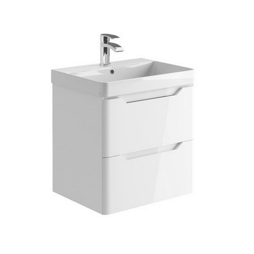 Scudo Ella 600mm Gloss White Wall Mounted Vanity Unit with Basin