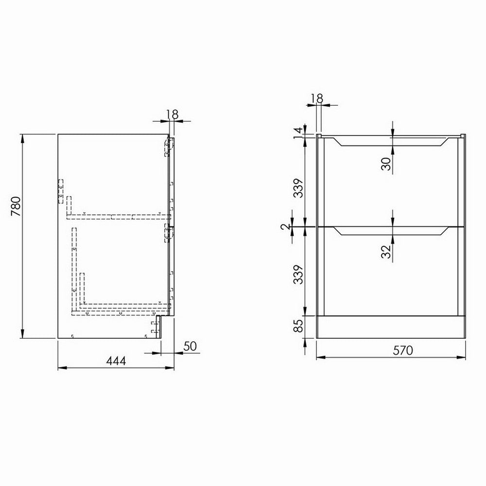 Scudo Ella 600mm Sage Green Floorstanding Vanity Unit with Basin Dimensions
