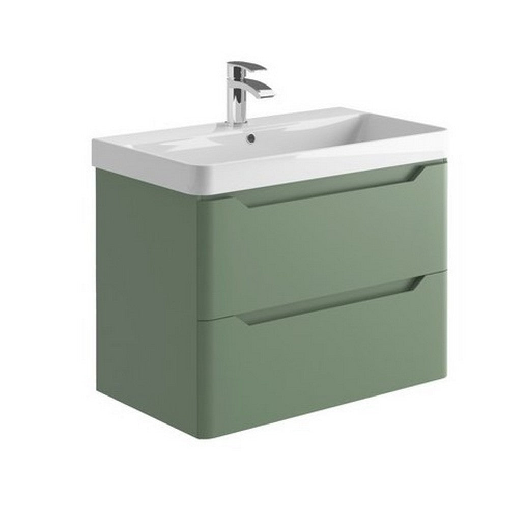 Scudo Ella 800mm Sage Green Wall Mounted Vanity Unit with Basin