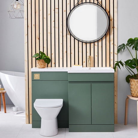 Scudo Empire 1100mm Matt Sage Green Right Handed Furniture Pack lifestyle