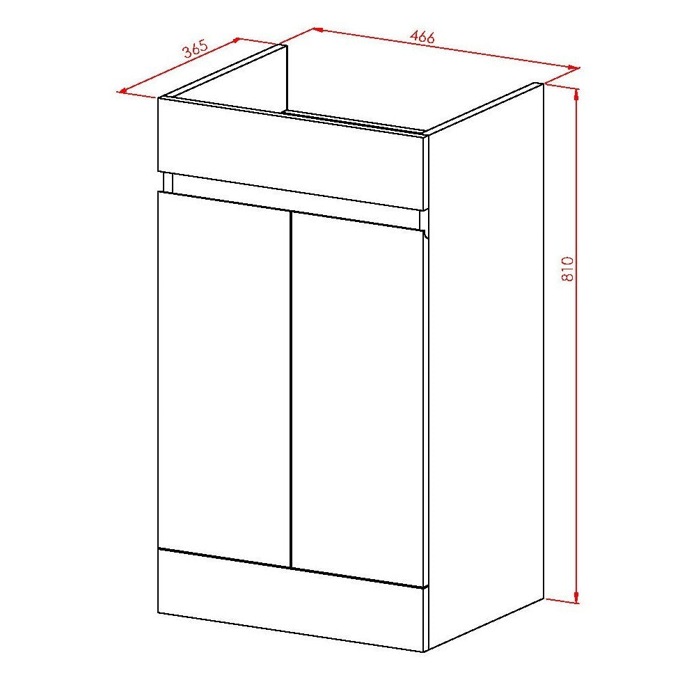 Scudo Empire 500mm Gloss Matt Anthracite Unit with Basin dimensions