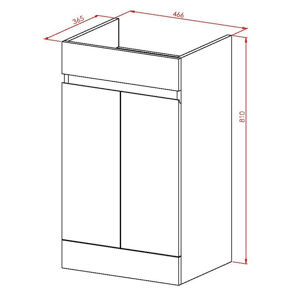 Scudo Empire 500mm Gloss White Vanity Unit with Basin dimensions
