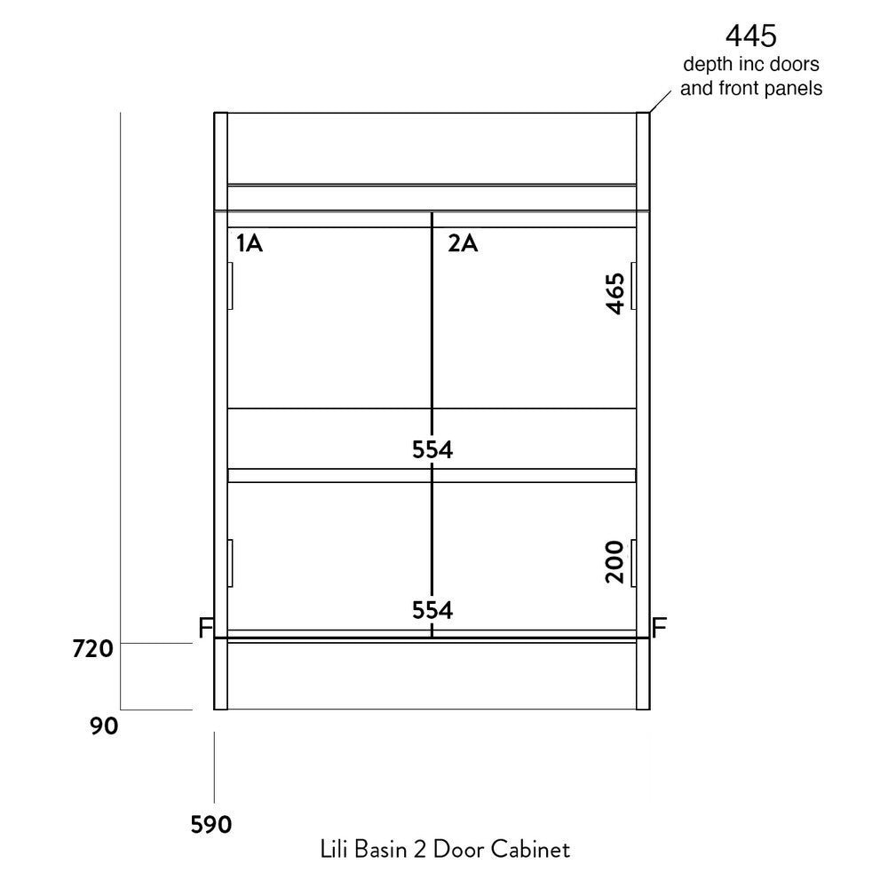 Scudo Empire 600mm Matt Anthracite Vanity Unit with Basin dimensions