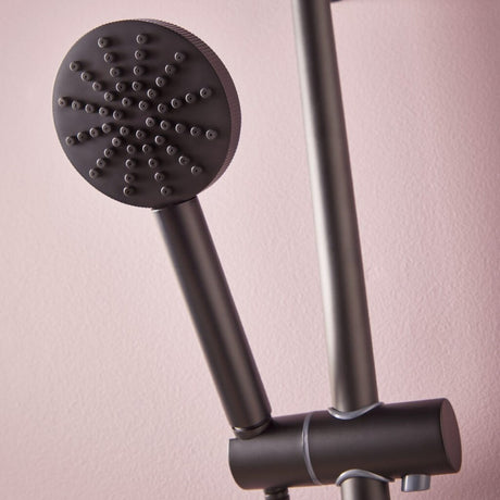 Scudo Exposed Shower Riser Rail in Matt Black lifestyle