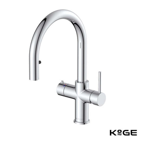 Scudo KoGE 4 in 1 Swan Pull Out Spout Boiling Water Tap in Chrome