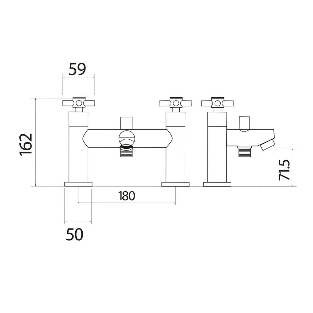 Scudo Kross Chrome Bath Shower Mixer dimensions