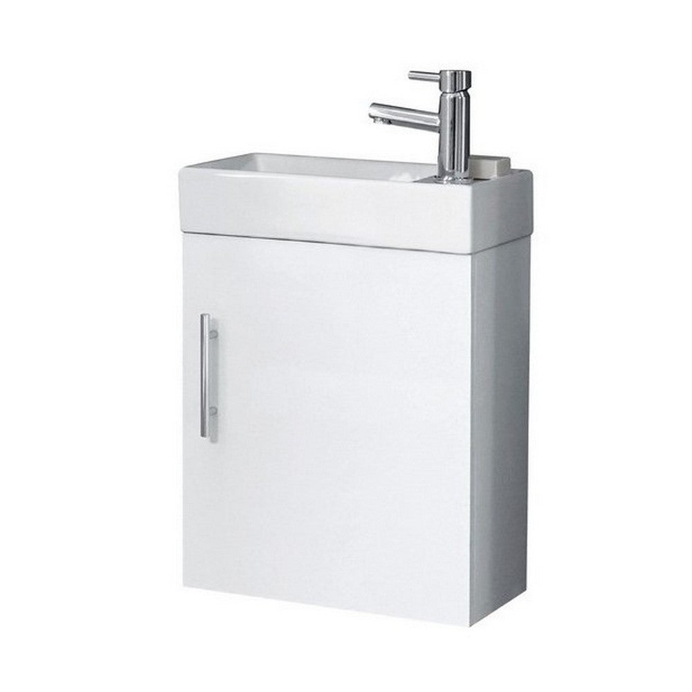 Scudo Lanza 400mm Gloss White Wall Hung Cloakroom Vanity Unit With Basin