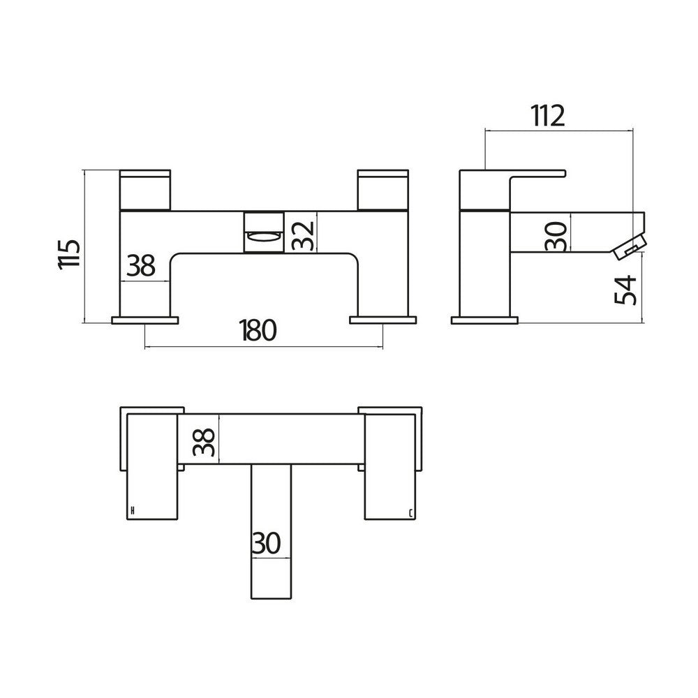 Scudo Lanza Chrome Bath Filler Dimensions