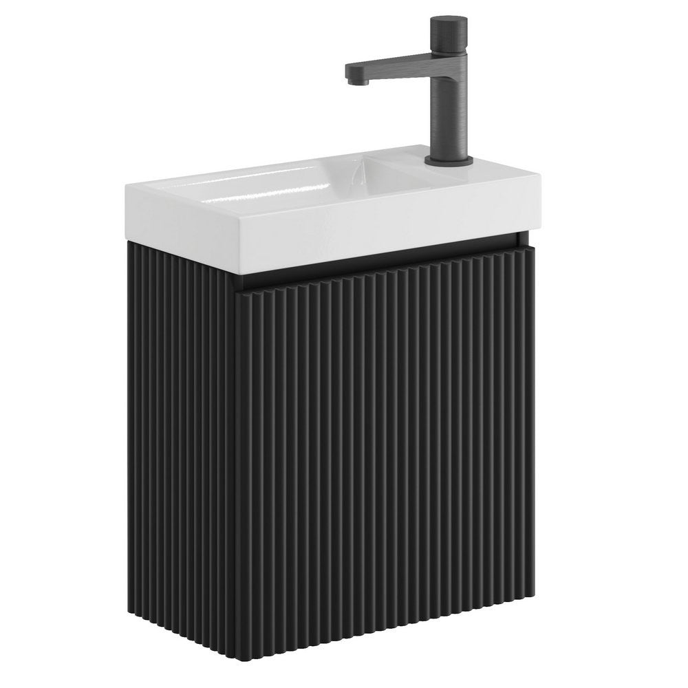 Scudo Linea 400mm Wall Hung Cloakroom Vanity Unit in Matt Black