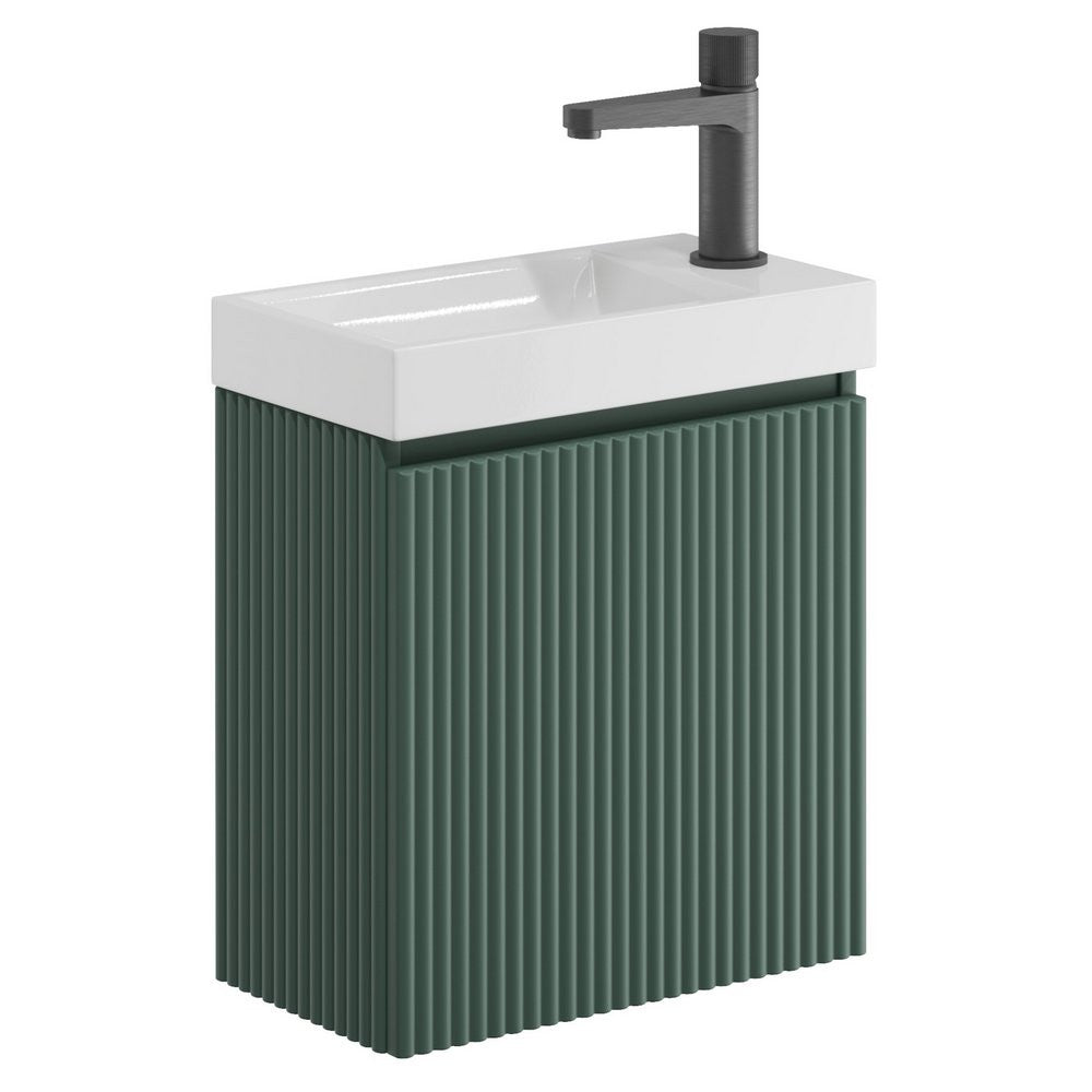 Scudo Linea 400mm Wall Hung Cloakroom Vanity Unit in Reed Green