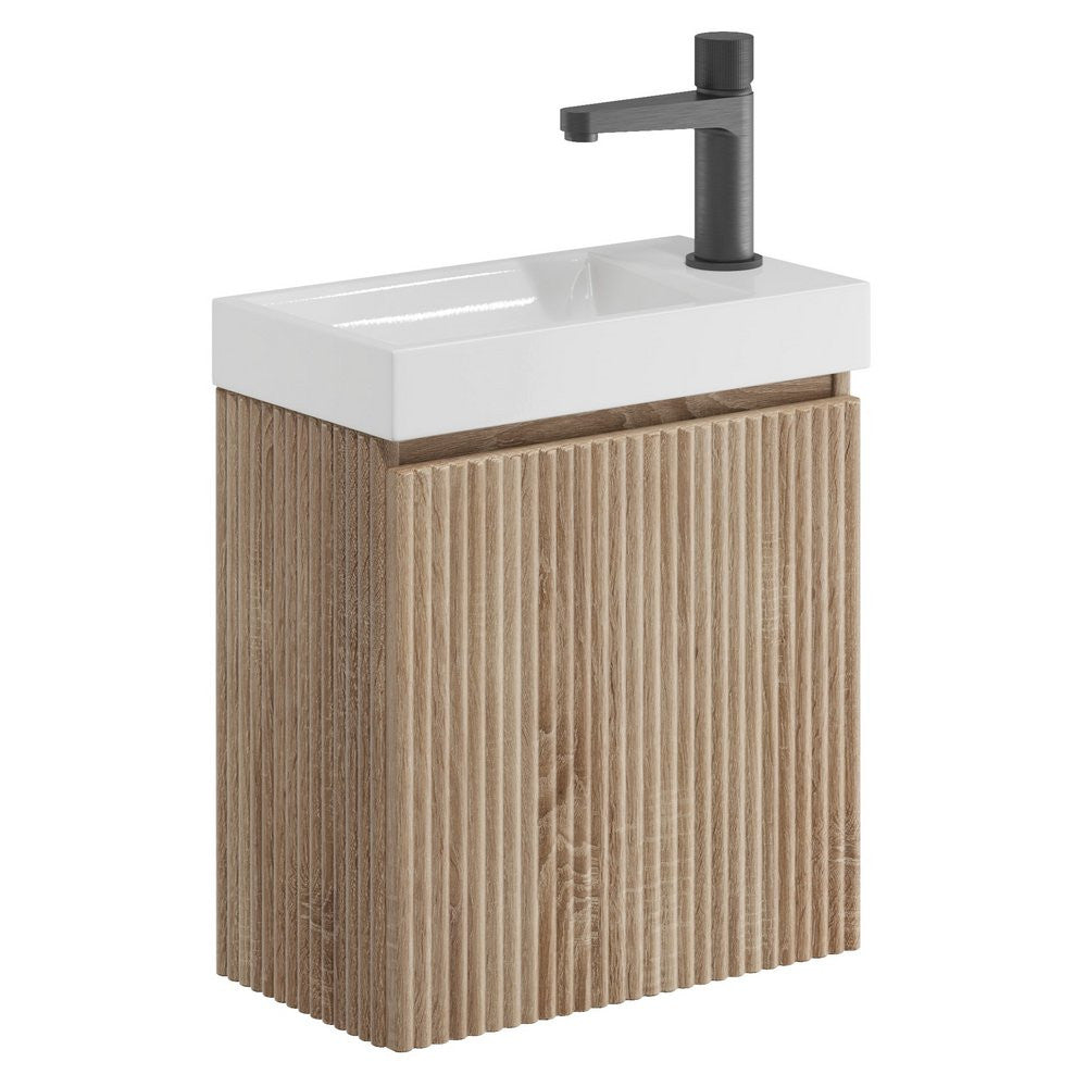 Scudo Linea 400mm Wall Hung Cloakroom Vanity Unit in Sonoma Oak
