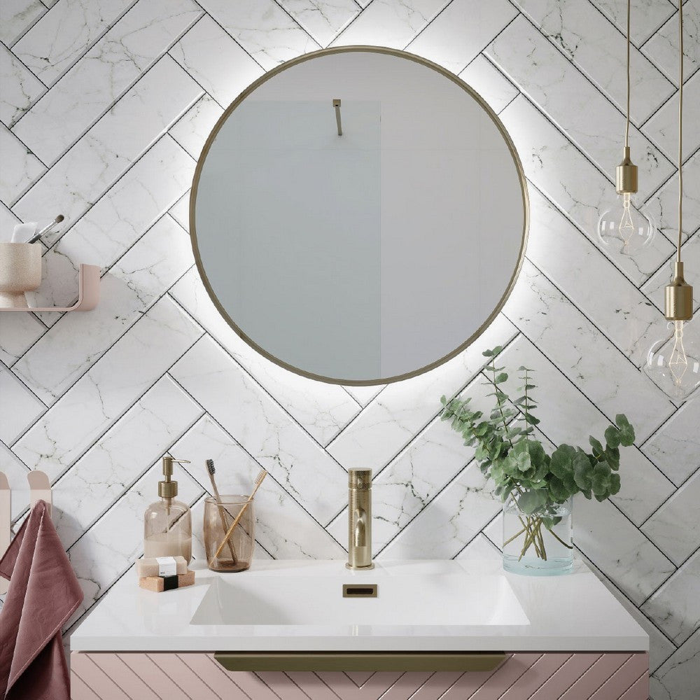 Scudo Macie Brushed Brass LED 600mm Mirror lifestyle