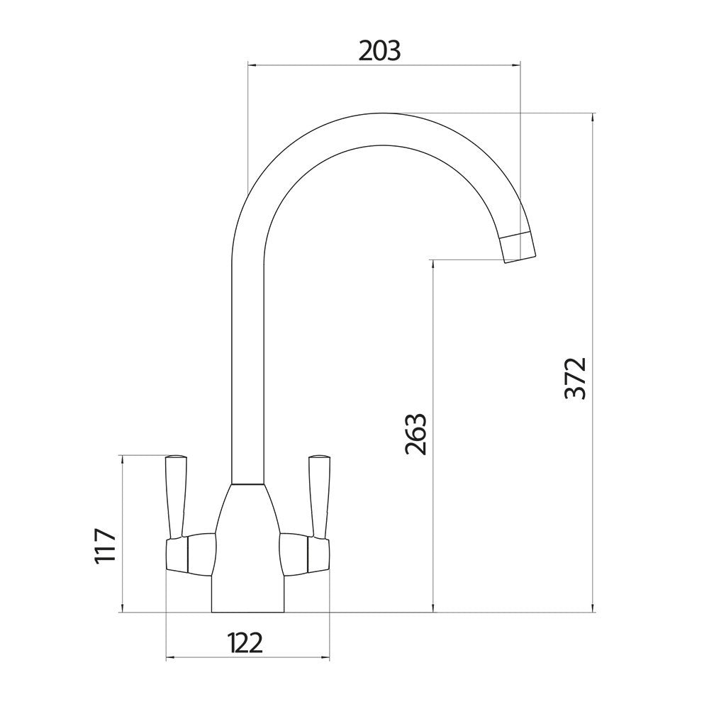Scudo Marlo Kitchen Tap in Brushed Nickel Dimensions