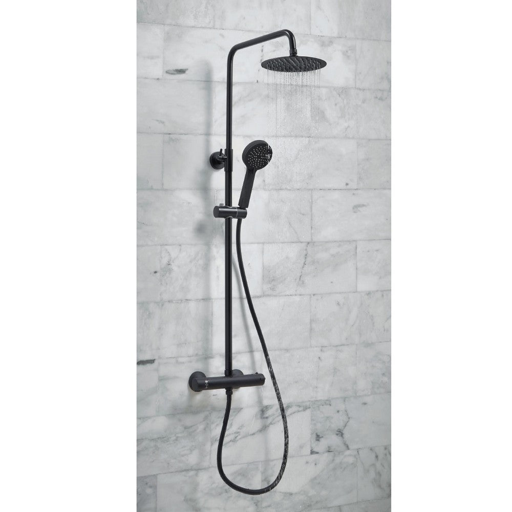 Scudo Middleton Round Rigid Riser Shower in Black
