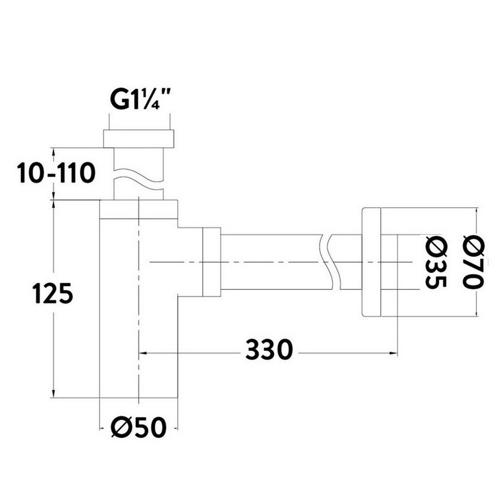 Scudo Minimalistic Brushed Bronze Bottle Trap Dimensions