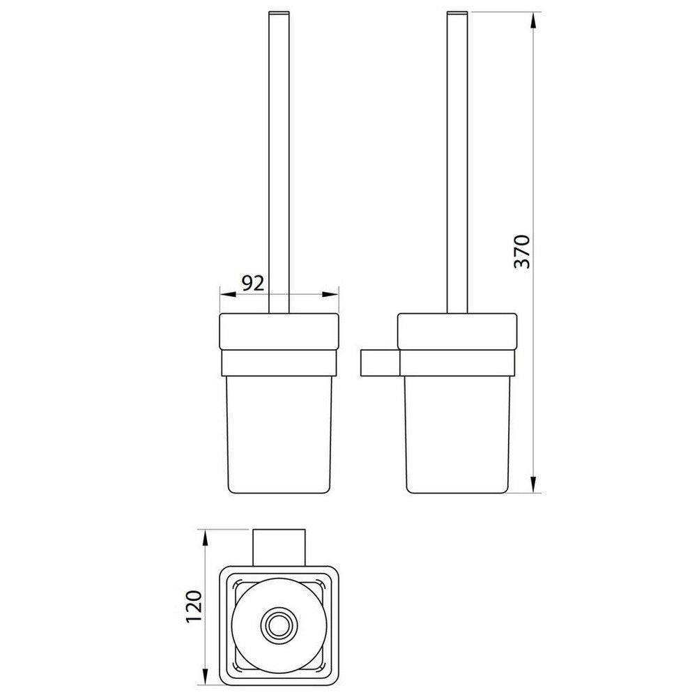 Scudo Mono Toilet Brush Set Matt Black Dimensions
