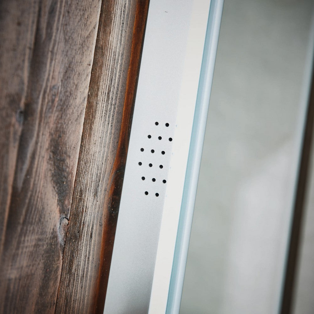 Scudo Mosca 500 x 700mm Bluetooth LED Mirror with Demister Pad and Shaver Socket speaker