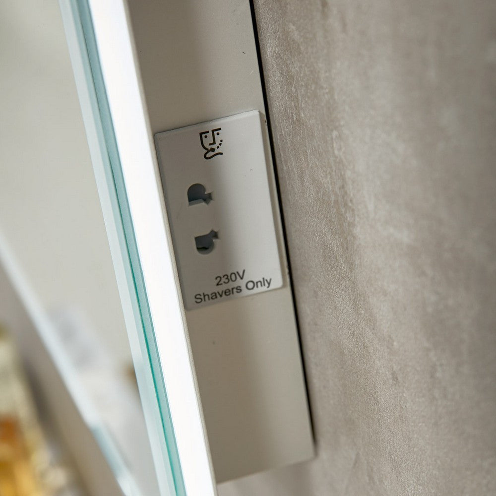 Scudo Mosca 600 x 800mm LED Mirror with Demister Pad and Shaver Socket plug