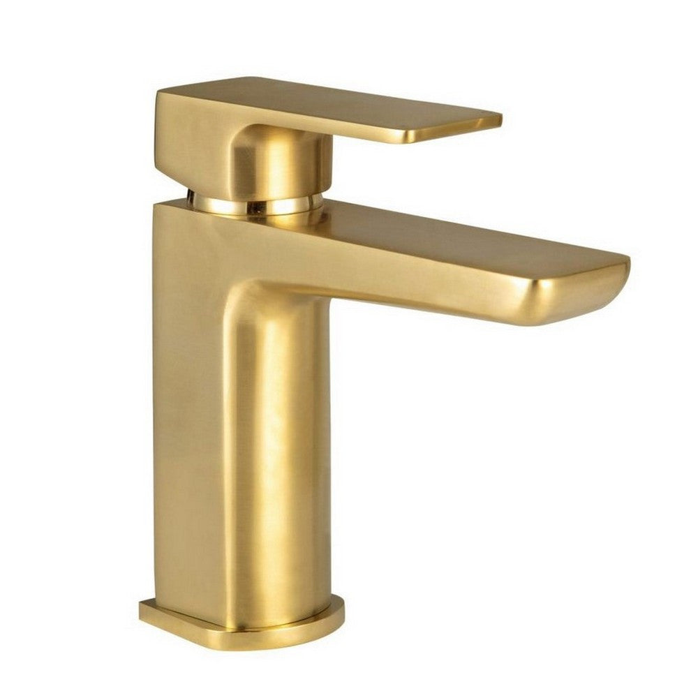 Scudo Muro Mono Brushed Brass Basin Mixer with Push Waste
