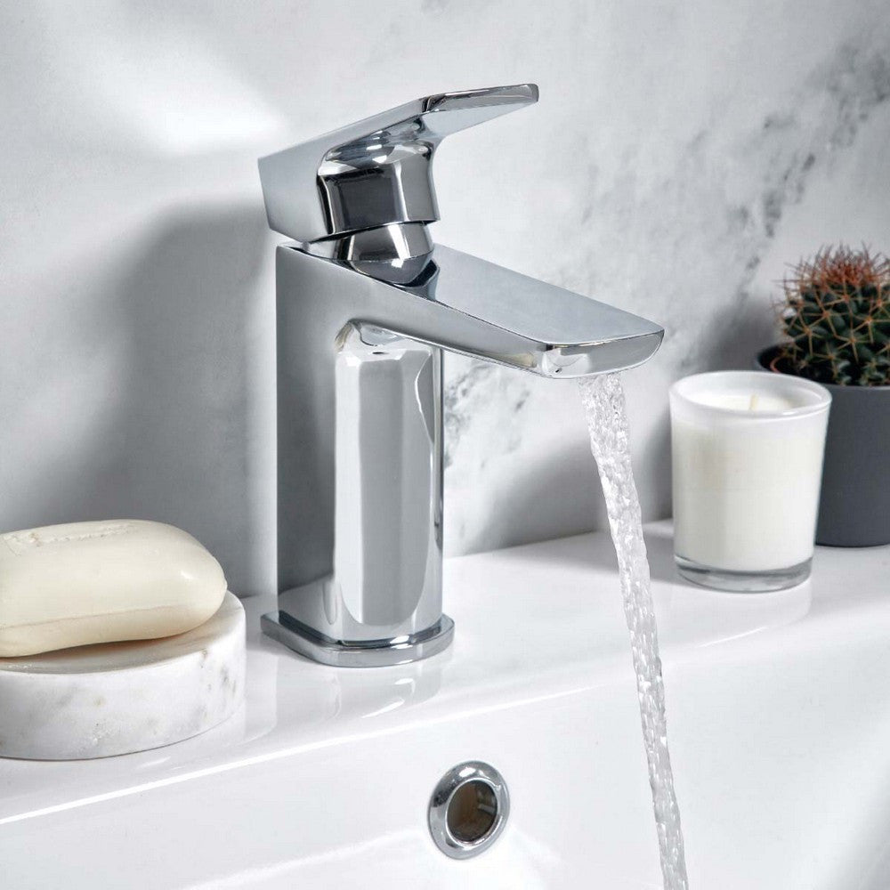 Scudo Muro Mono Chrome Basin Mixer with Push Waste lifestyle