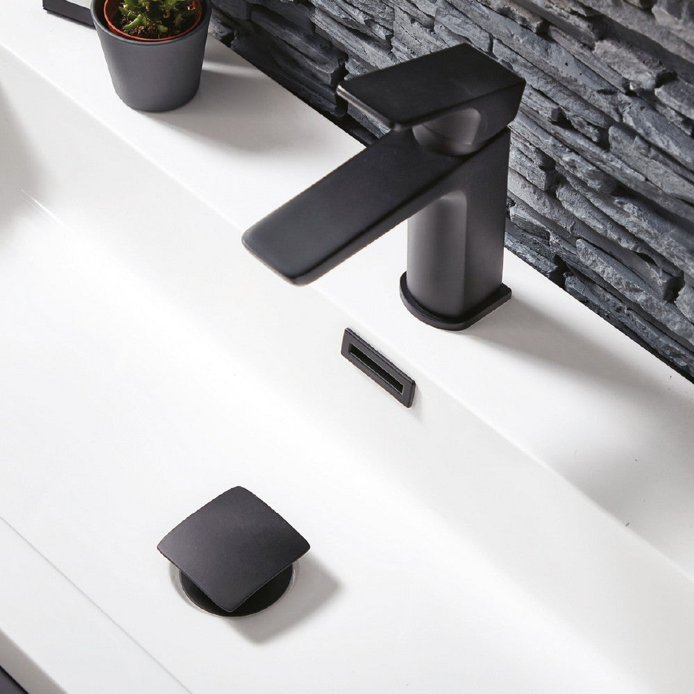 Scudo Muro Mono Matt Black Basin Mixer with Push Waste lifestyle