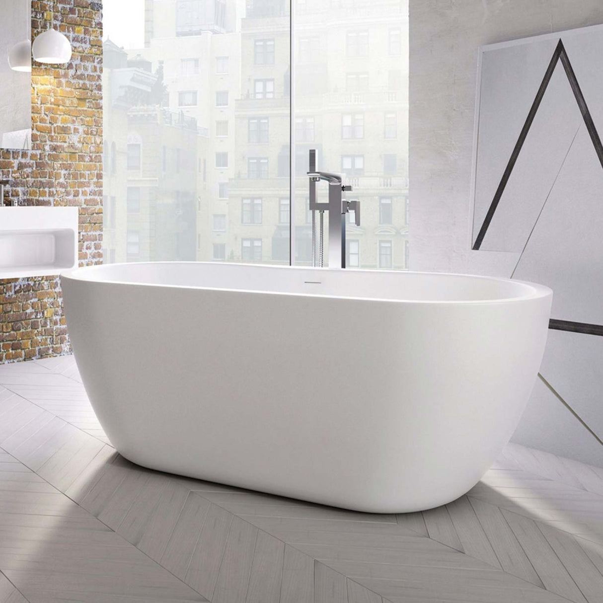 Scudo Onyx 1800 x 800mm Freestanding Bath in Gloss White lifestyle 1