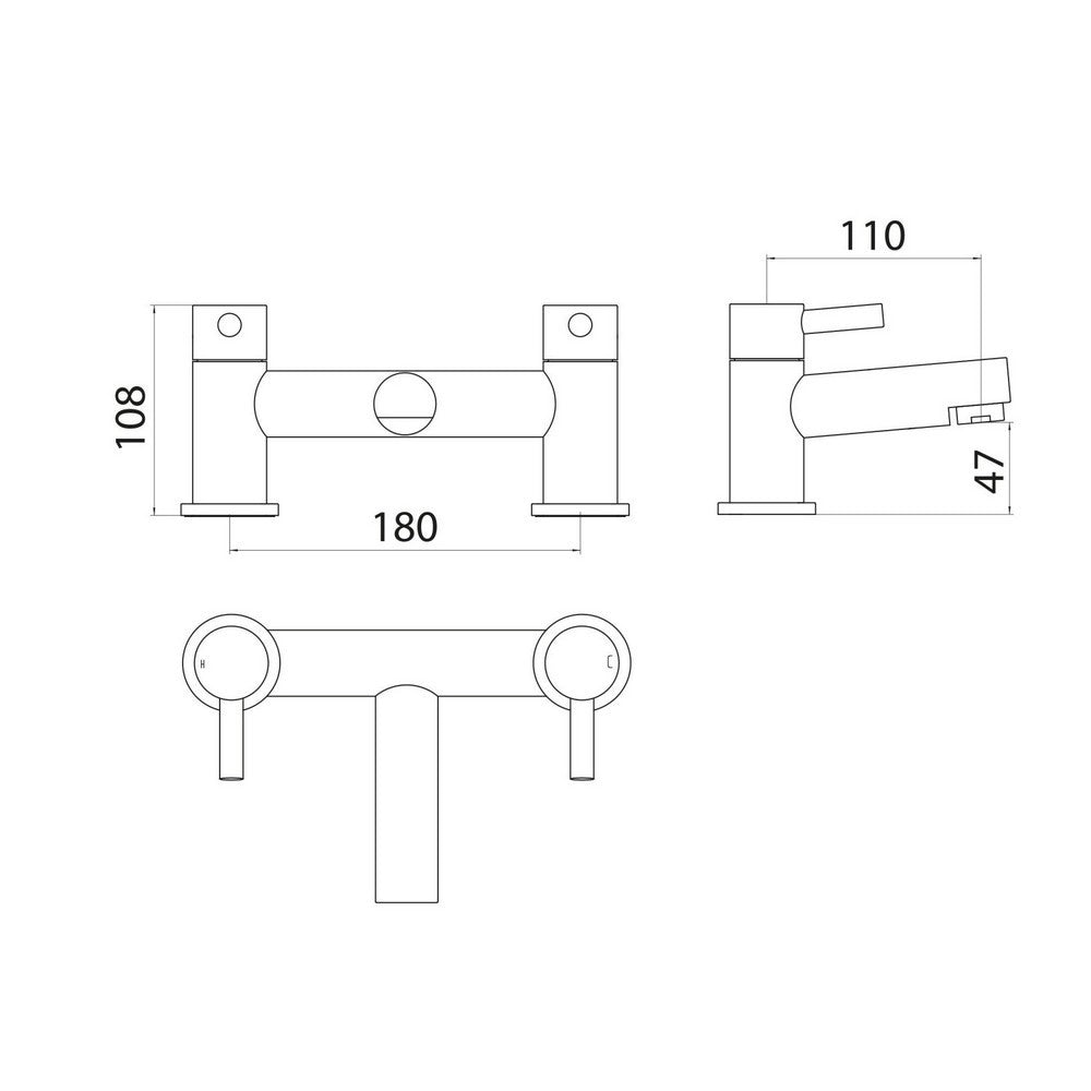 Scudo Premier Chrome Bath Filler Dimensions