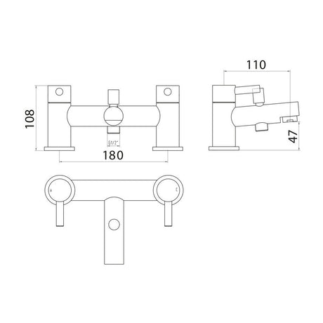 Scudo Premier Chrome Bath Shower Mixer Dimensions