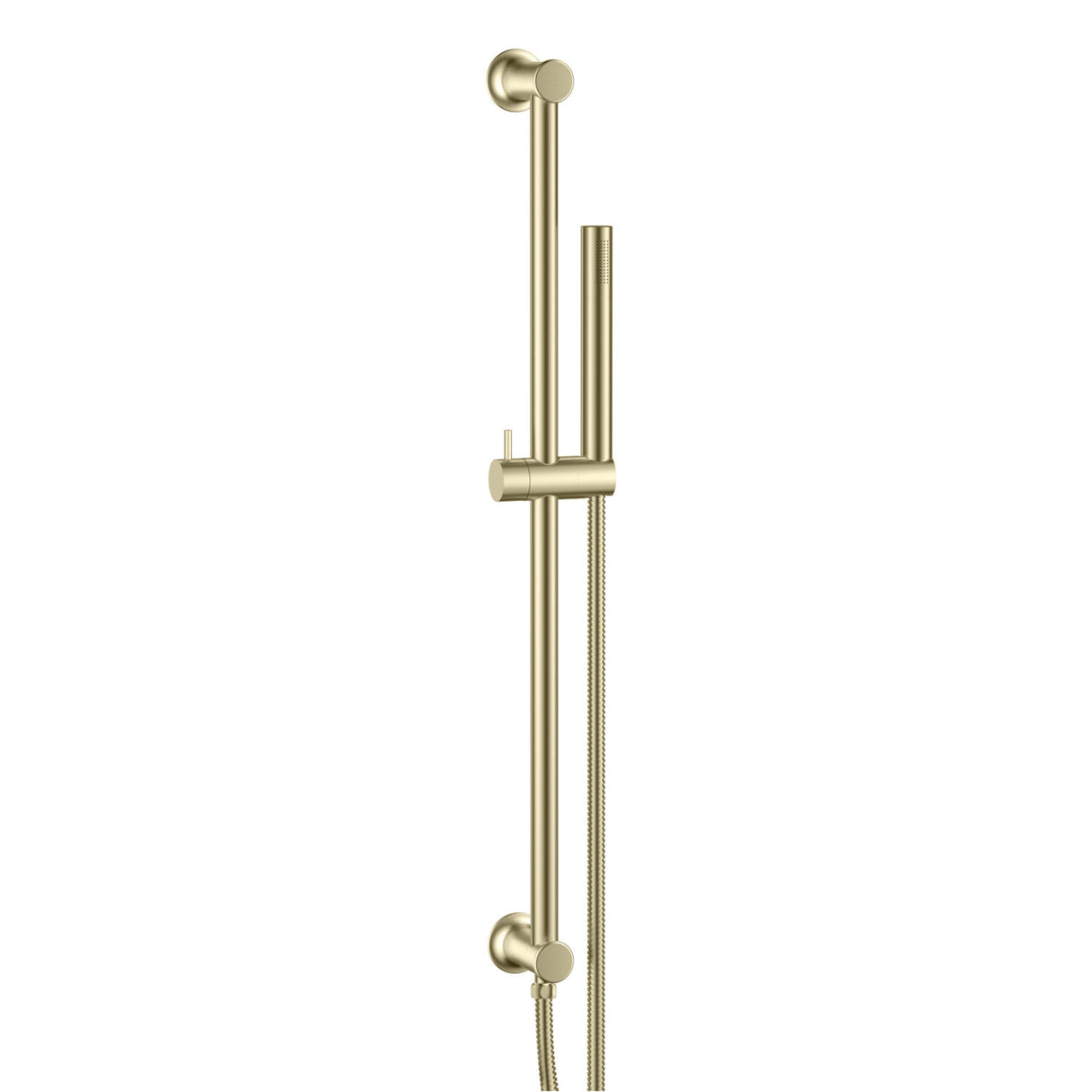Scudo Riser Rail and Handset with Hose in Brushed Brass
