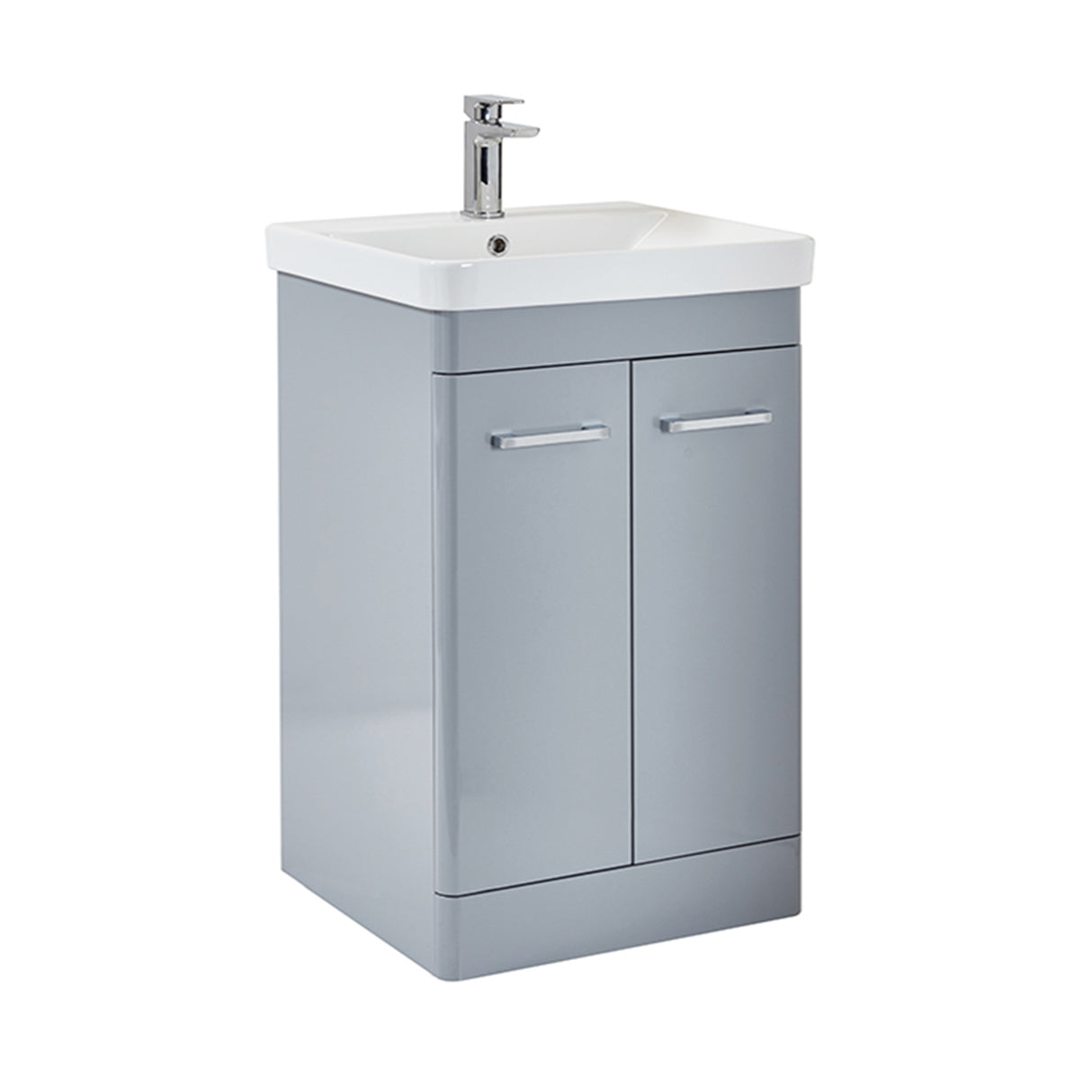 Scudo Rossini 600mm Floorstanding Vanity Unit and Basin in Gloss Pebble Grey