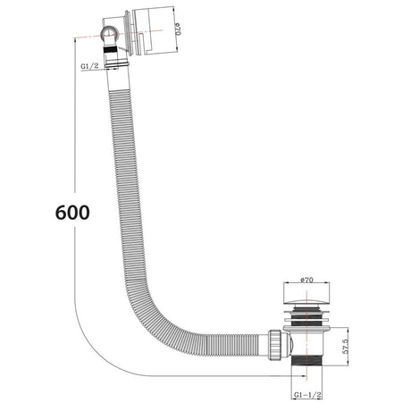 Scudo Round Matt Black Bath Filler with Waste and Overflow Dimensions