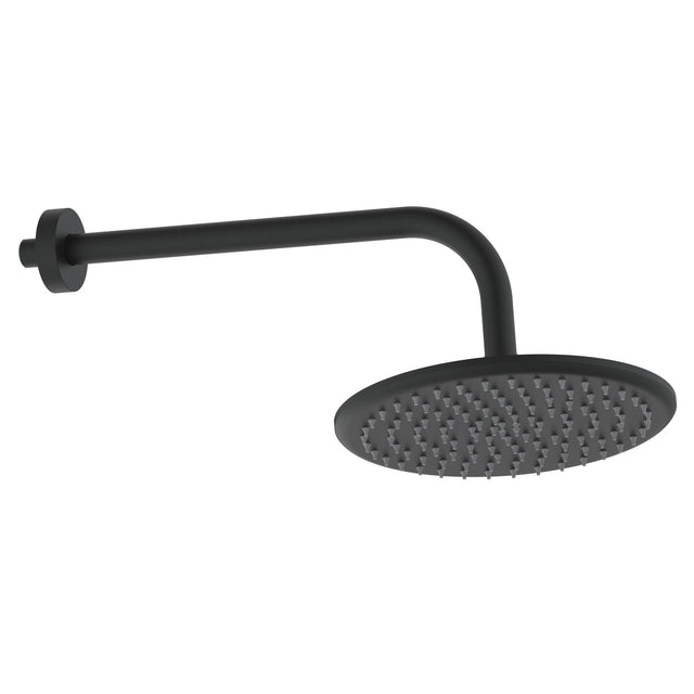 Scudo Round Shower Head and Arm in Matt Black