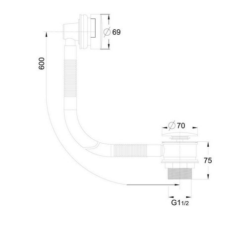 Scudo Round Sprung Bath Waste with Overflow Dimensions