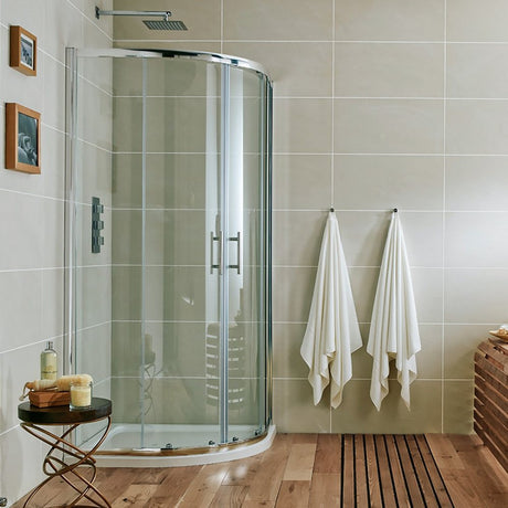 S6-GLASS006 Scudo S6 Chrome Double Door Offset Quadrant Shower Enclosure