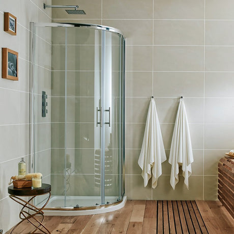 S6-GLASS002  Scudo S6 Chrome Double Door Quadrant Shower Enclosure