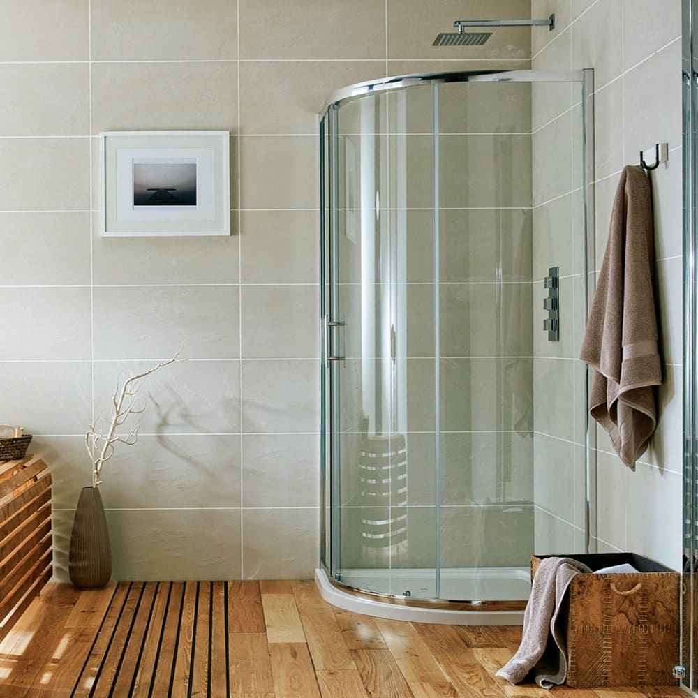 S6-GLASS012 Scudo S6 Chrome Single Door Offset Quadrant Shower Enclosure