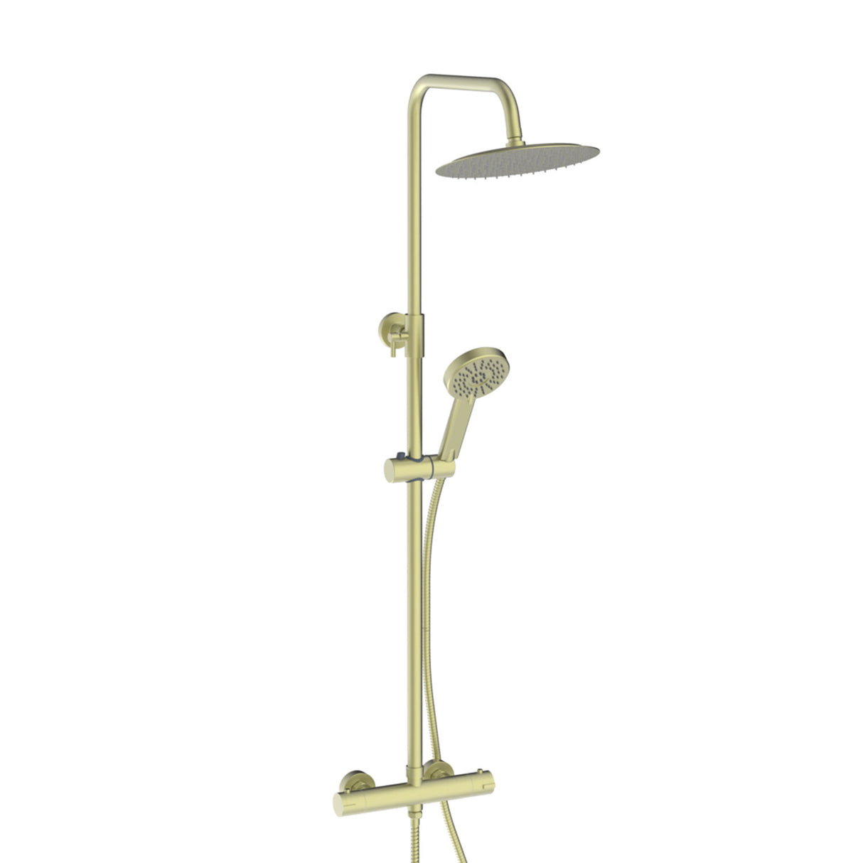 Scudo Serena Round Rigid Riser Shower in Brushed Brass