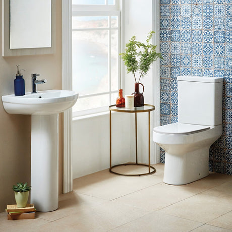 Scudo Spa 500mm One Tap Hole Basin and Pedestal Lifestyle