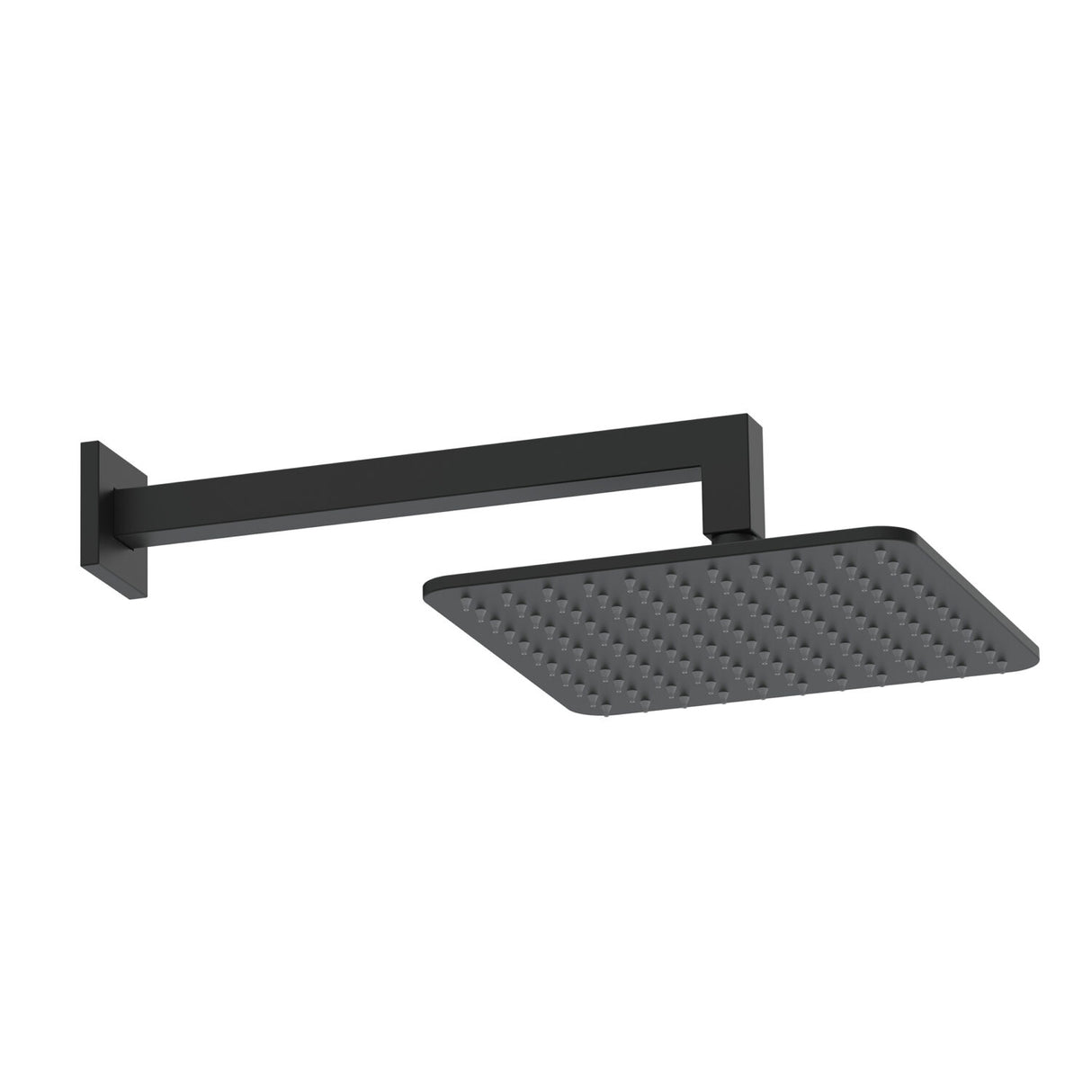 Scudo Square Shower Head and Arm in Matt Black