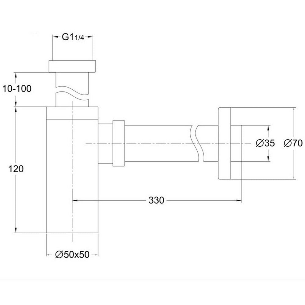 Scudo Squared Matt Black Bottle Trap Dimensions
