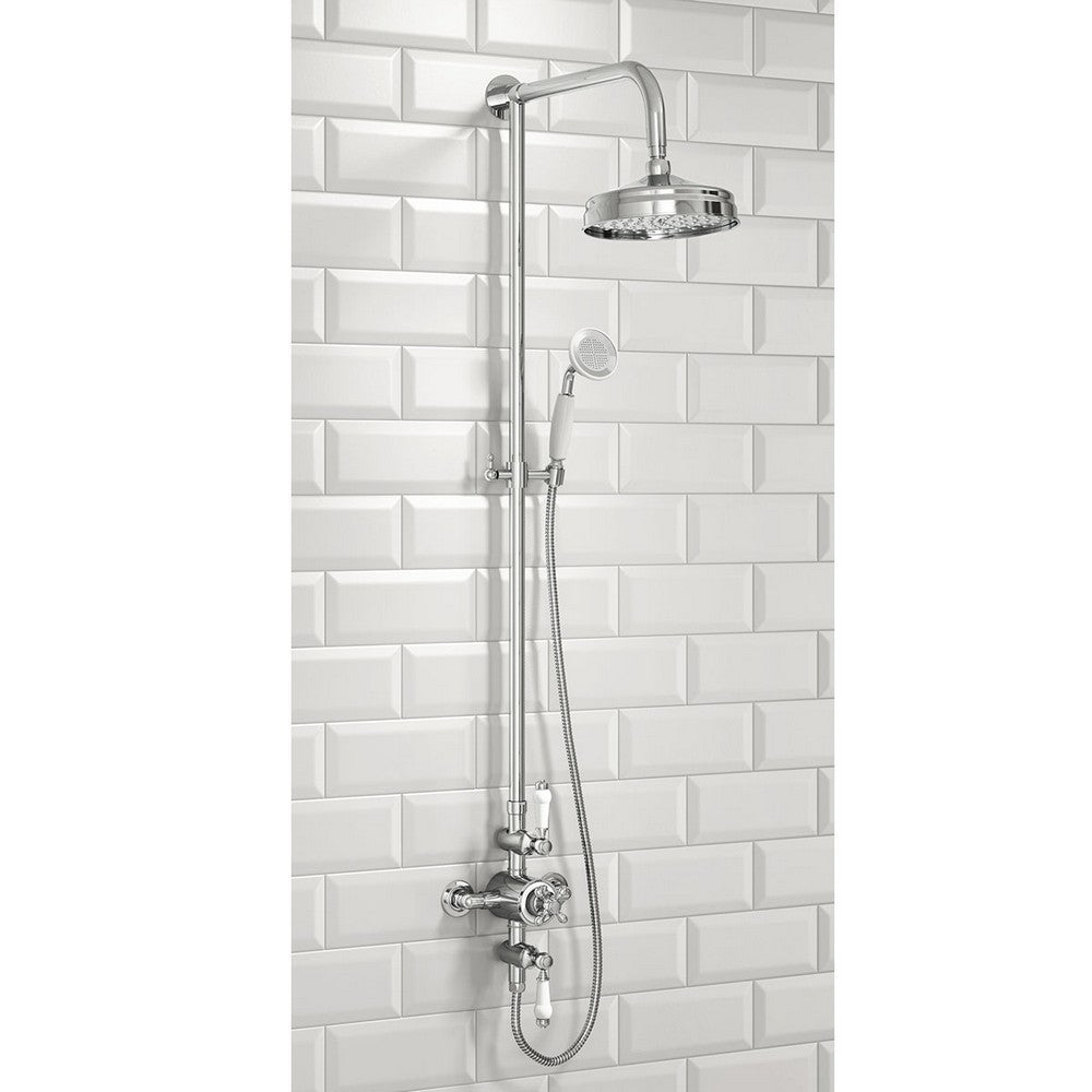 Scudo Traditional Chrome Thermostatic Exposed Valve with Fixed Head and Handset