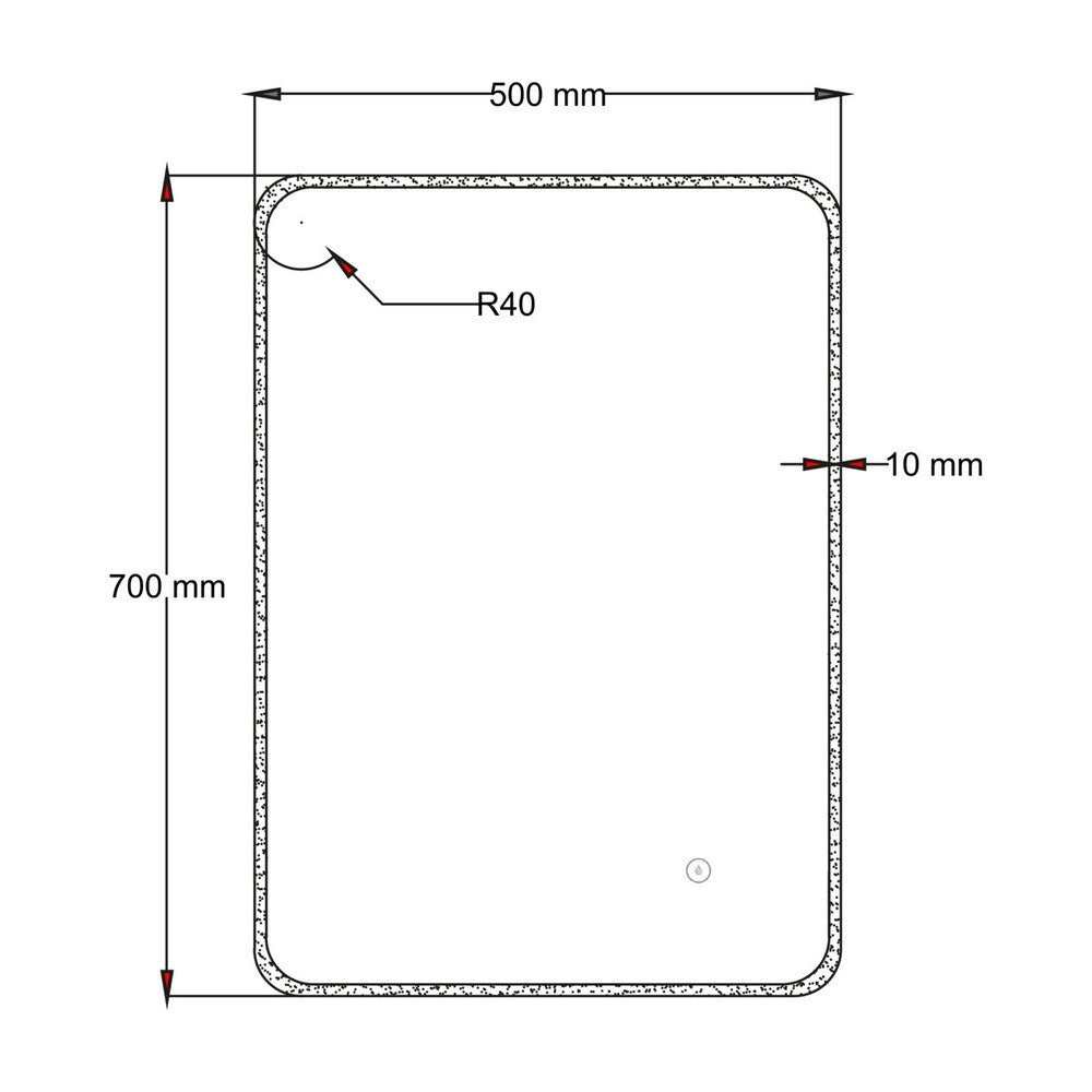 Scudo Vivid Dimmable 700 x 500mm LED Mirror with Demister Pad dimensions