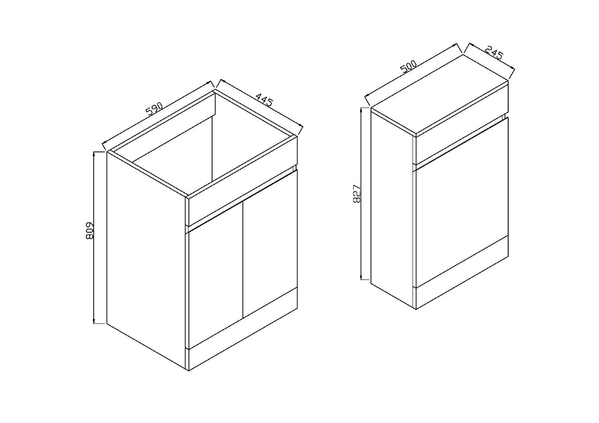 Scudo Waterguard 500mm WC Unit in Gloss White dimensions