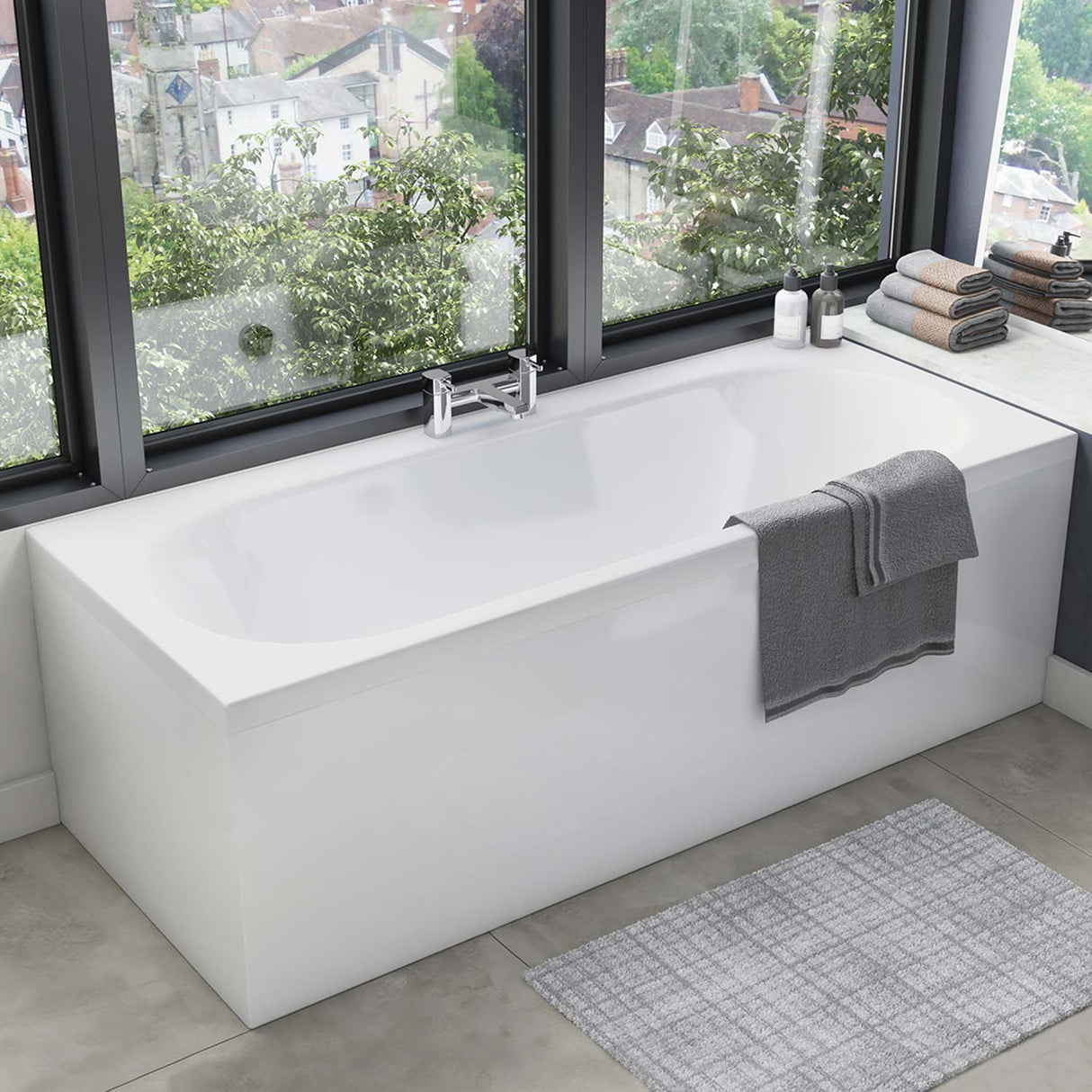 Scudo Waterproof Front Bath Panel in Gloss White lifestyle