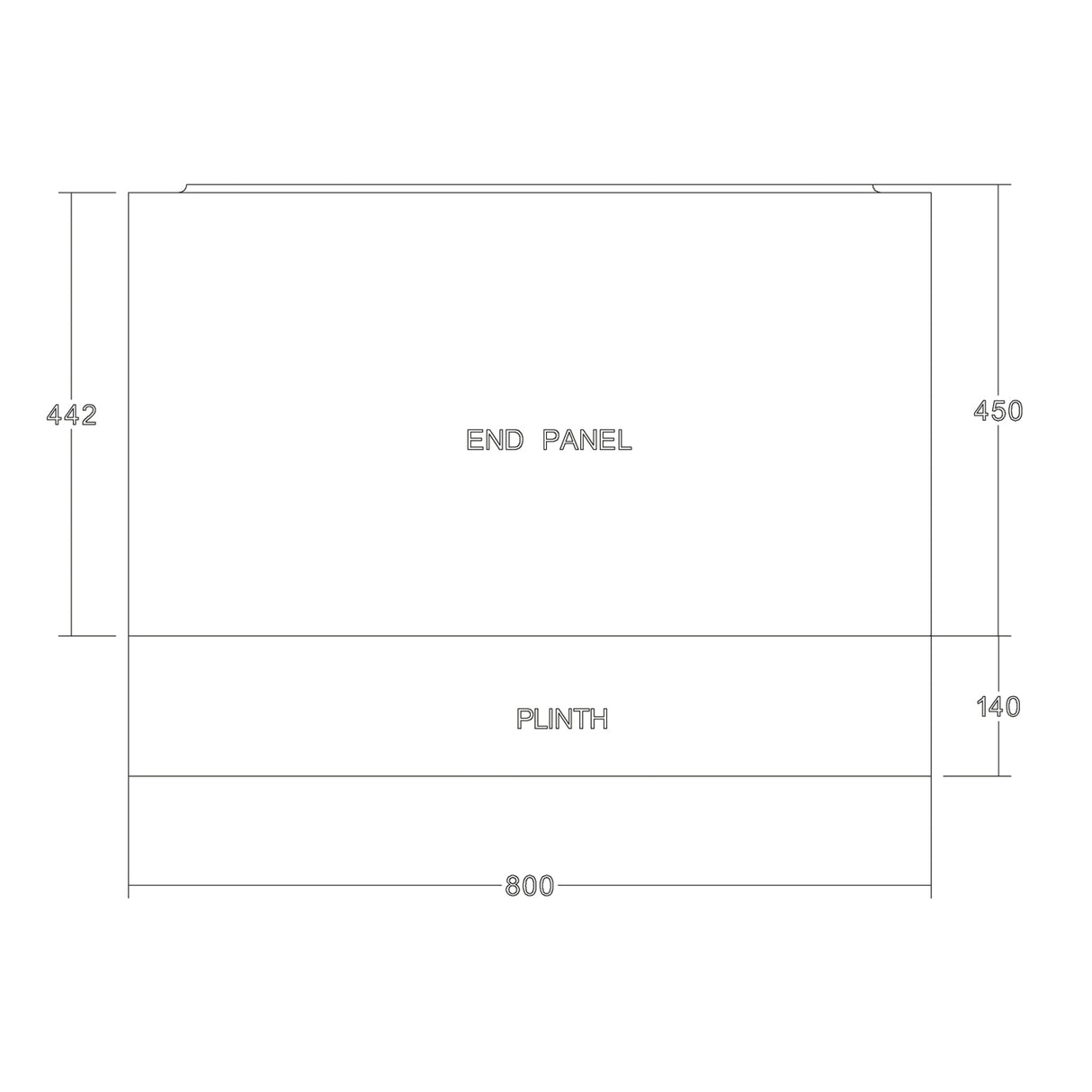 Scudo Wooden 800mm End Bath Panel in High Gloss White dimensions
