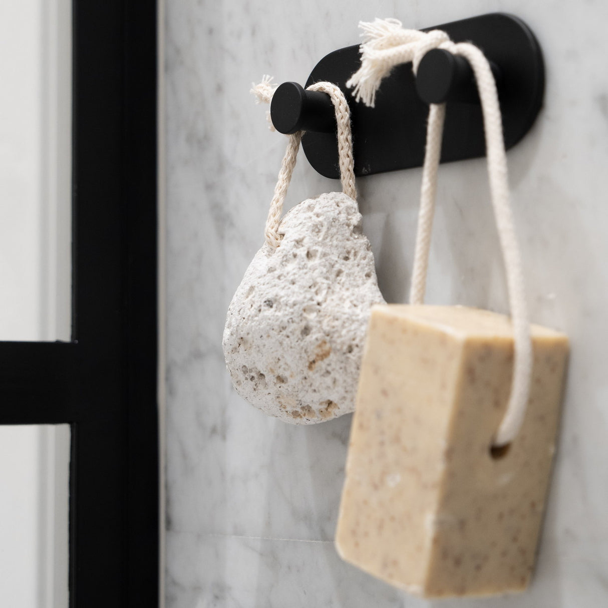 TB356 Smedbo Dot Black Self Adhesive Double Towel Hook Lifestyle