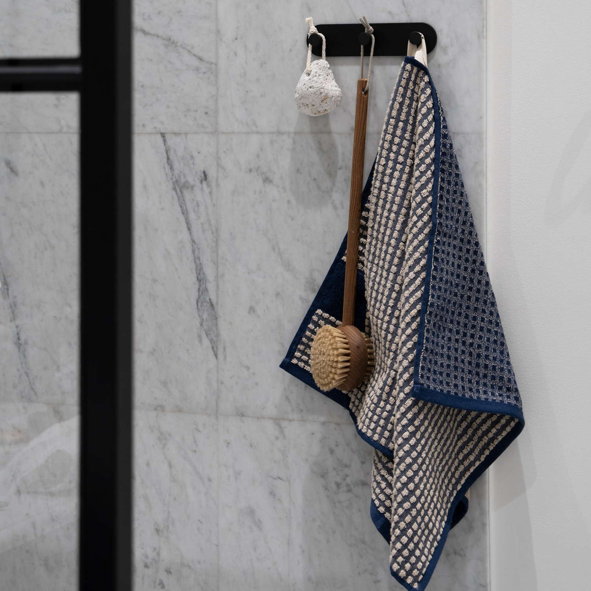 TB359 Smedbo Dot Black Self Adhesive Triple Towel Hook Lifestyle